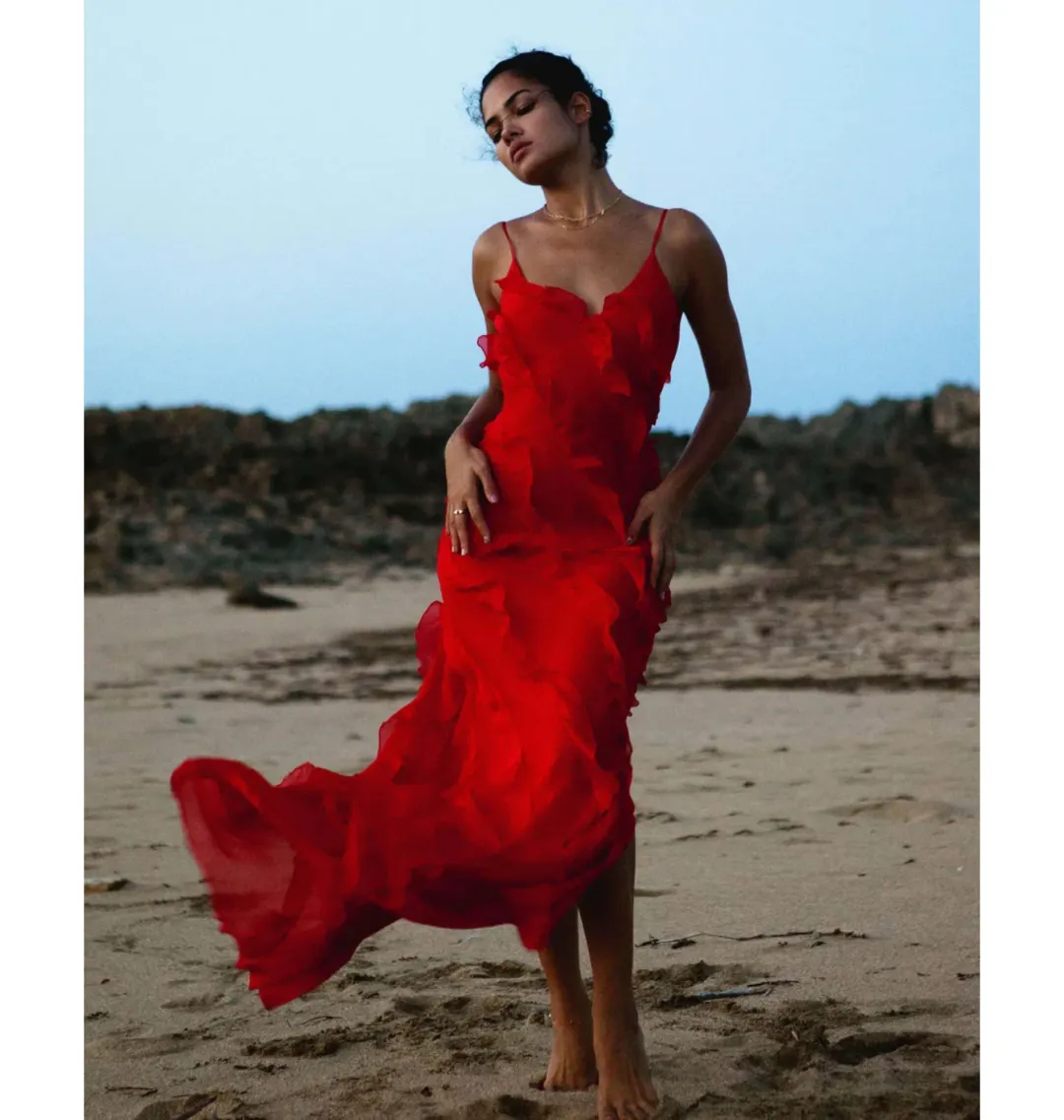 Rat & Boa Cecelia Ruffle Maxi Dress Red Size S / AU 8 for rent on The Volte - main image