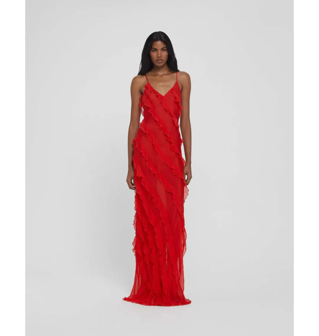 Rat & Boa Cecelia Ruffle Maxi Dress Red Size M / AU 10 for rent on The Volte - main image