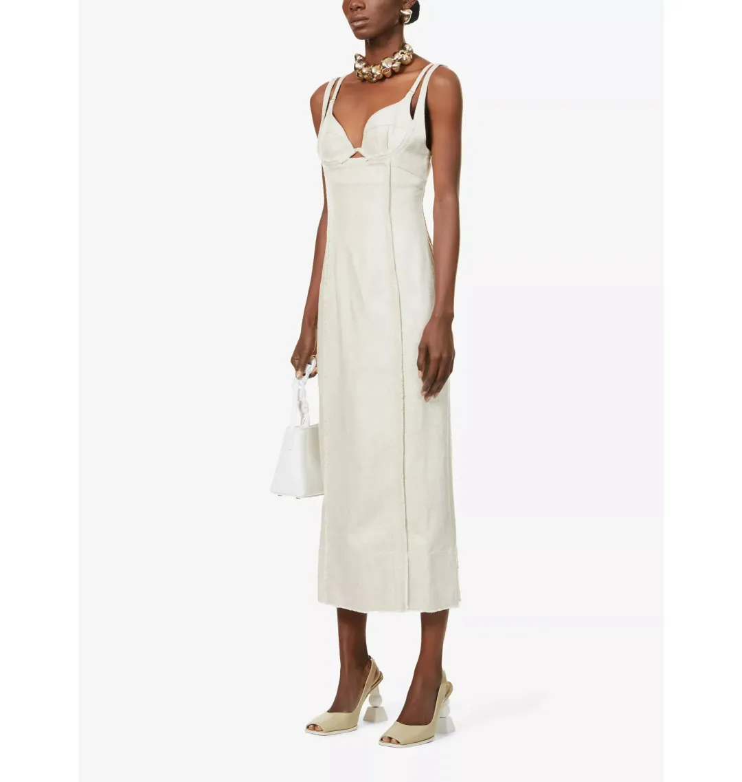 Jacquemus La Robe Valerie Dress Beige Size AU 6 for rent on The Volte - main image