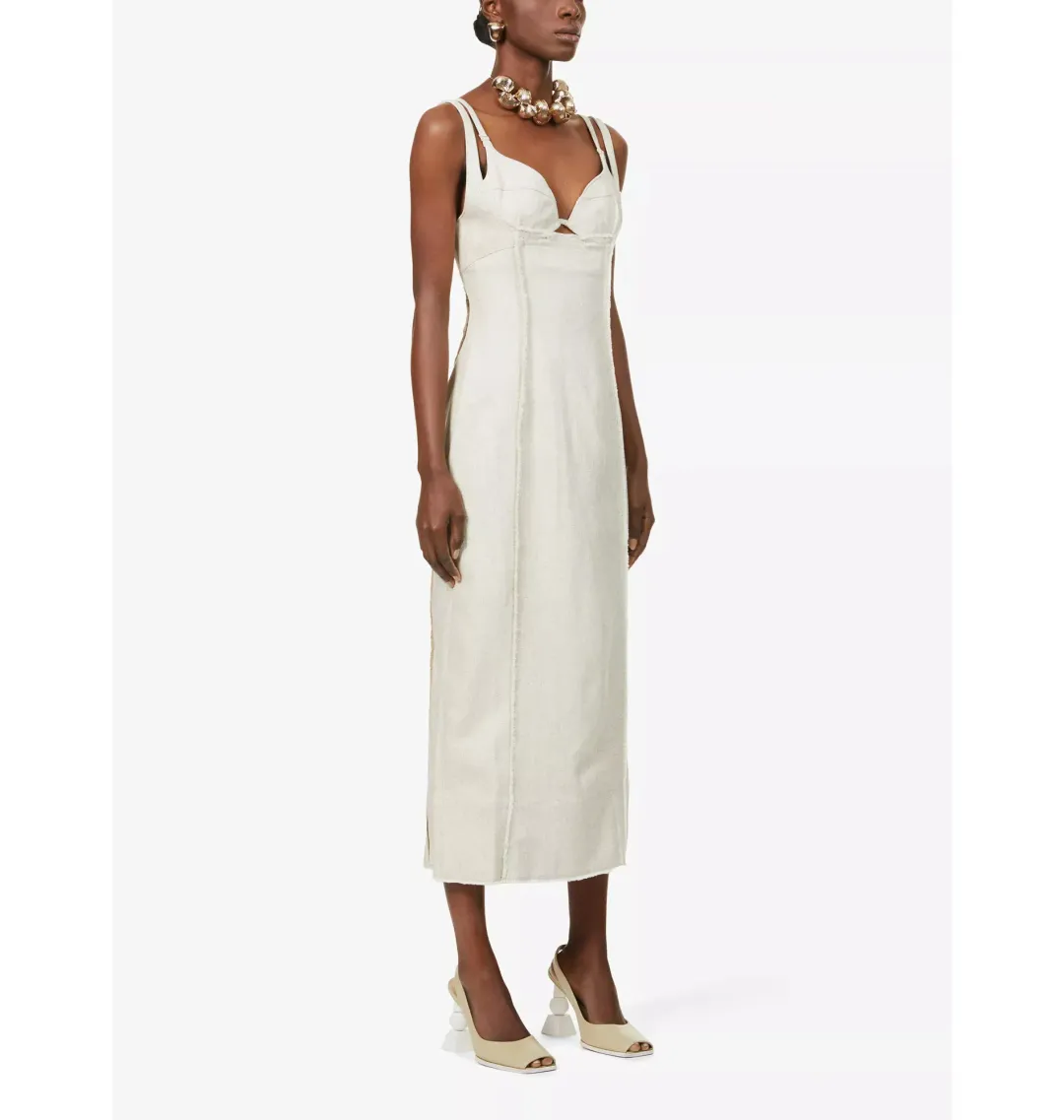 Jacquemus La Robe Valerie Dress Beige Size AU 6 for rent on The Volte - main image