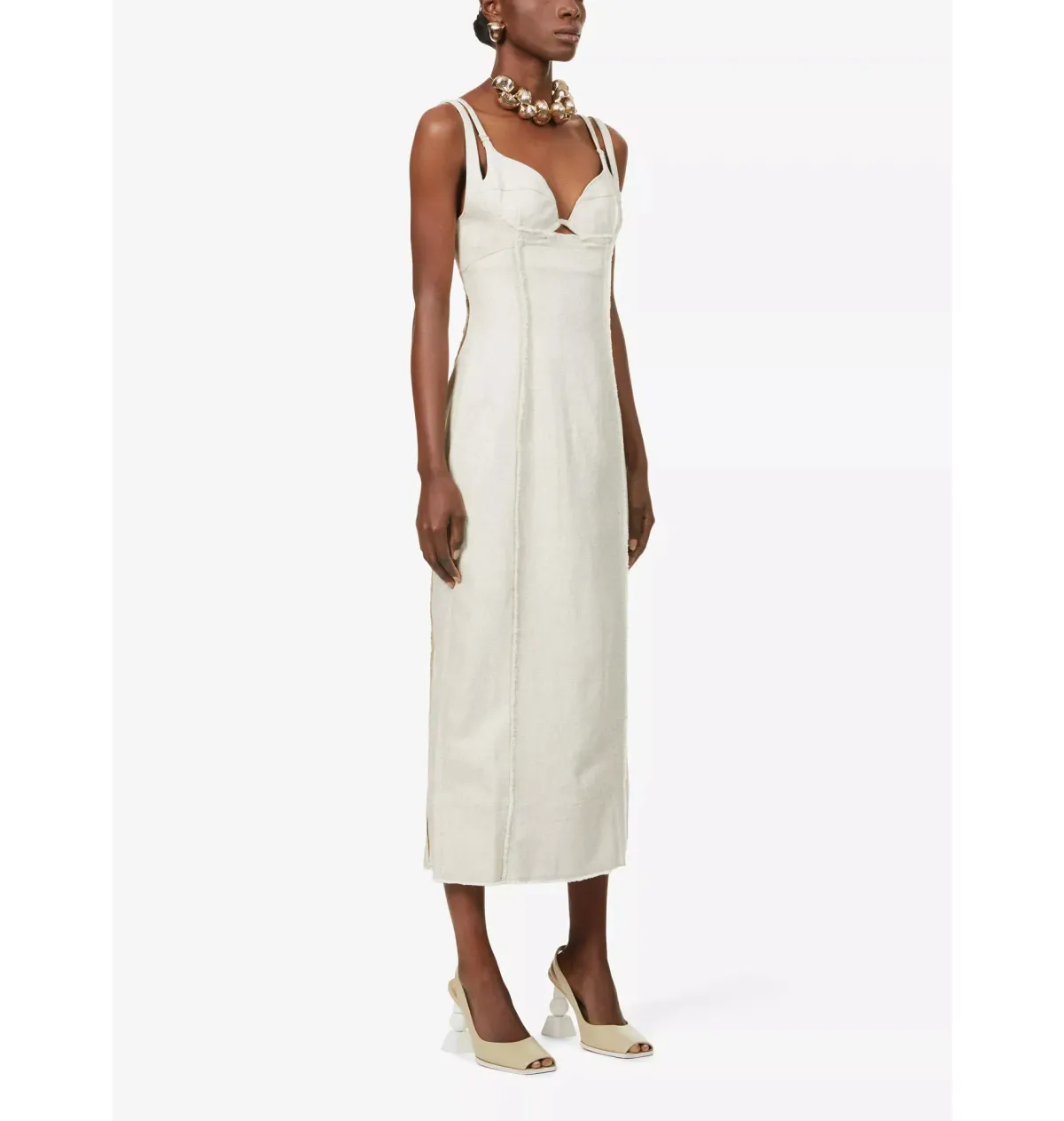 Jacquemus La Robe Valerie Dress Beige Size AU 6 - Image 3