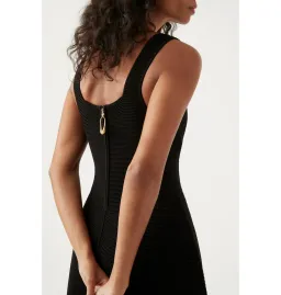 Aje Sylvette Knit Midi Dress Black Size AU 6 for rent on The Volte - image 2