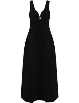 Aje Sylvette Knit Midi Dress Black Size AU 10 for rent on The Volte - image 5