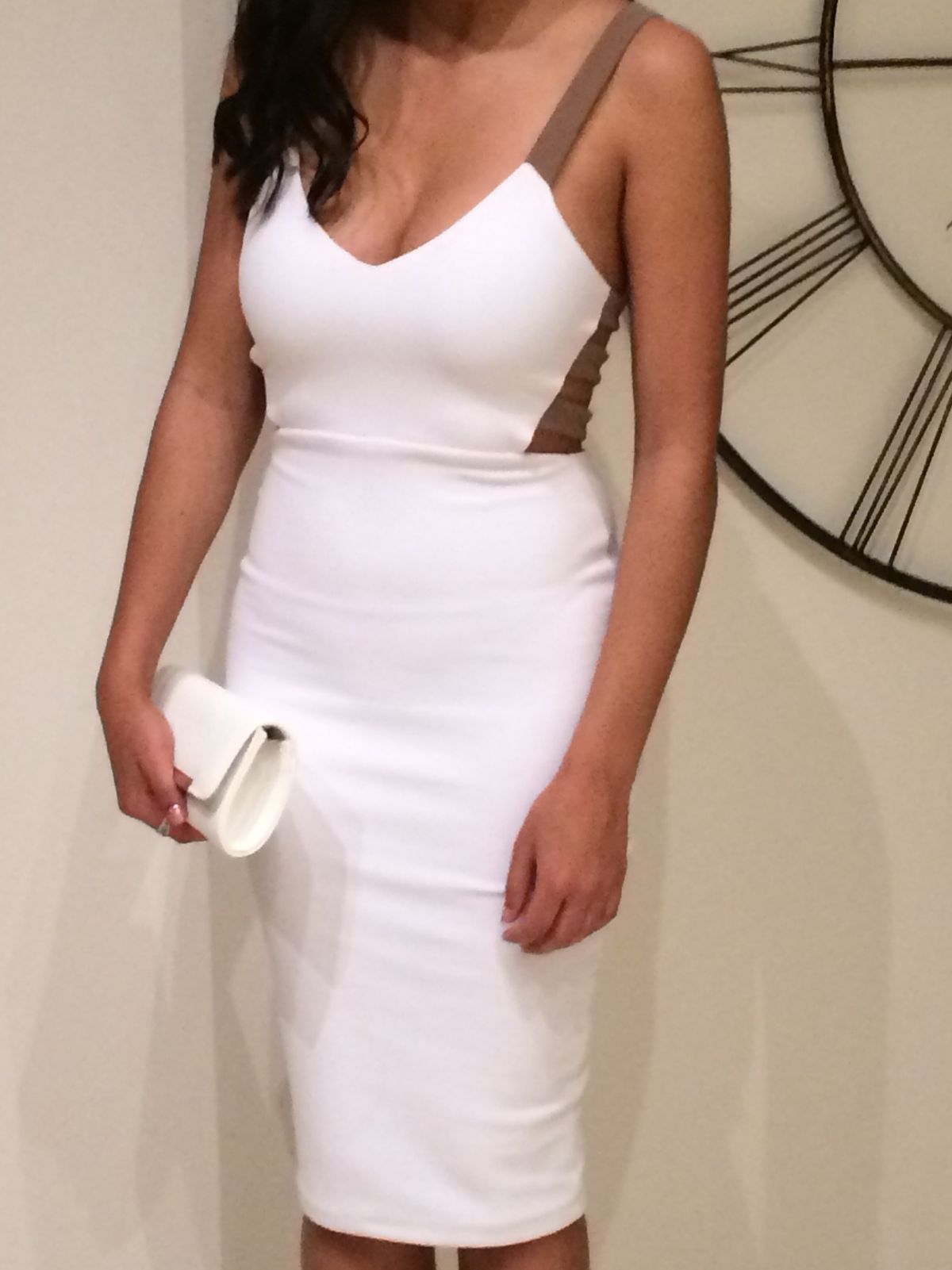 Nookie Strappy Back Bodycon Dress White Size 8 - Image 4