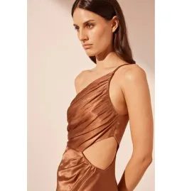 Shona Joy La Lune Asymmetrical Gathered Maxi Dress Almond Size AU 10 for rent on The Volte - image 2
