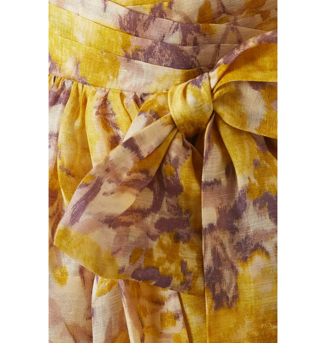 Zimmermann High Tide Peplum Mini Dress in Yellow Ikat Floral Size 2 / AU 12 for rent on The Volte - main image