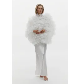 Selezza Lucia Flower Bomber In White Size S / AU 8 for rent on The Volte - image 2