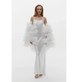 Selezza Lucia Flower Bomber In White Size S / AU 8 for rent on The Volte - image 1