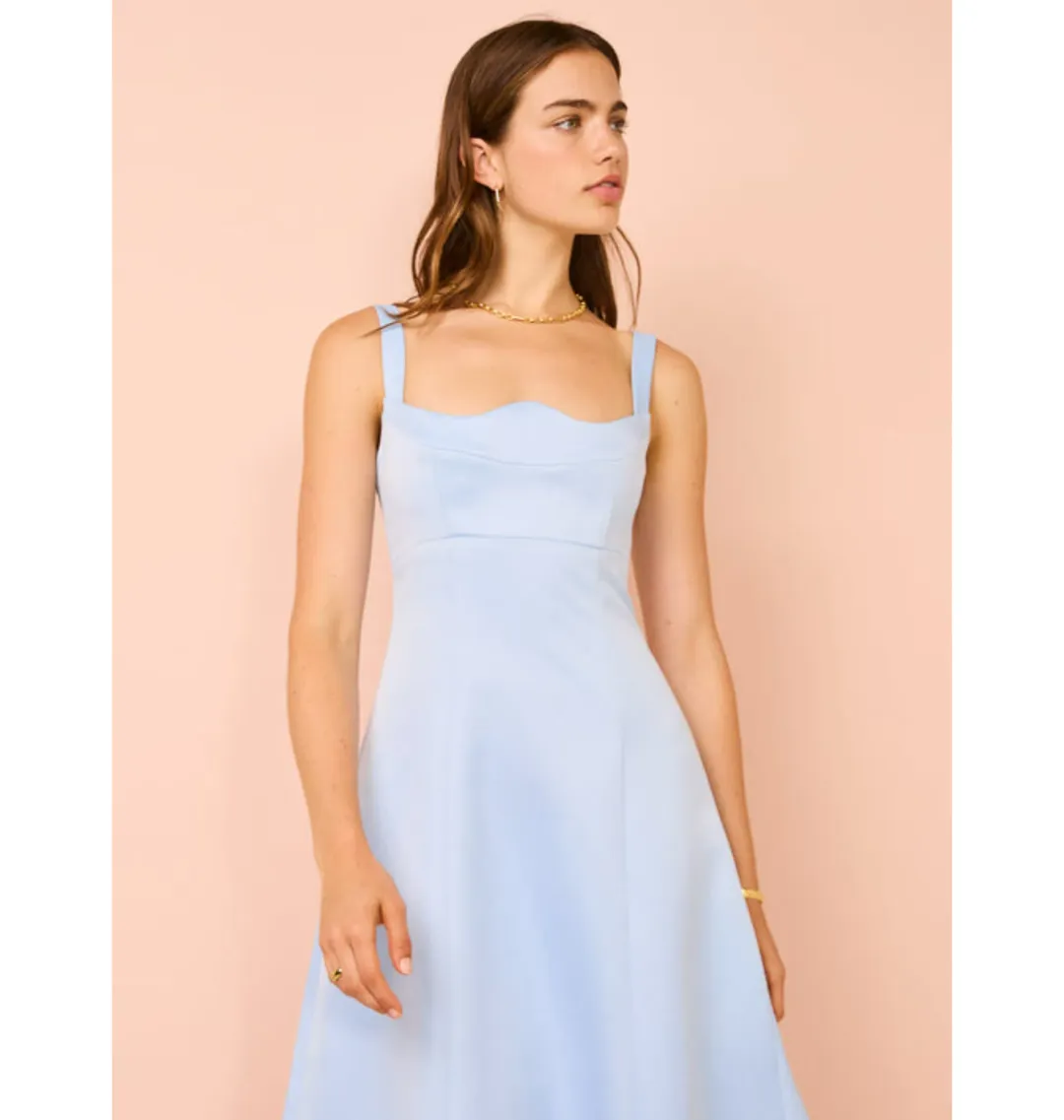 Leo Lin Odette Midi Dress In Sky Blue Size AU 12 for rent on The Volte - main image