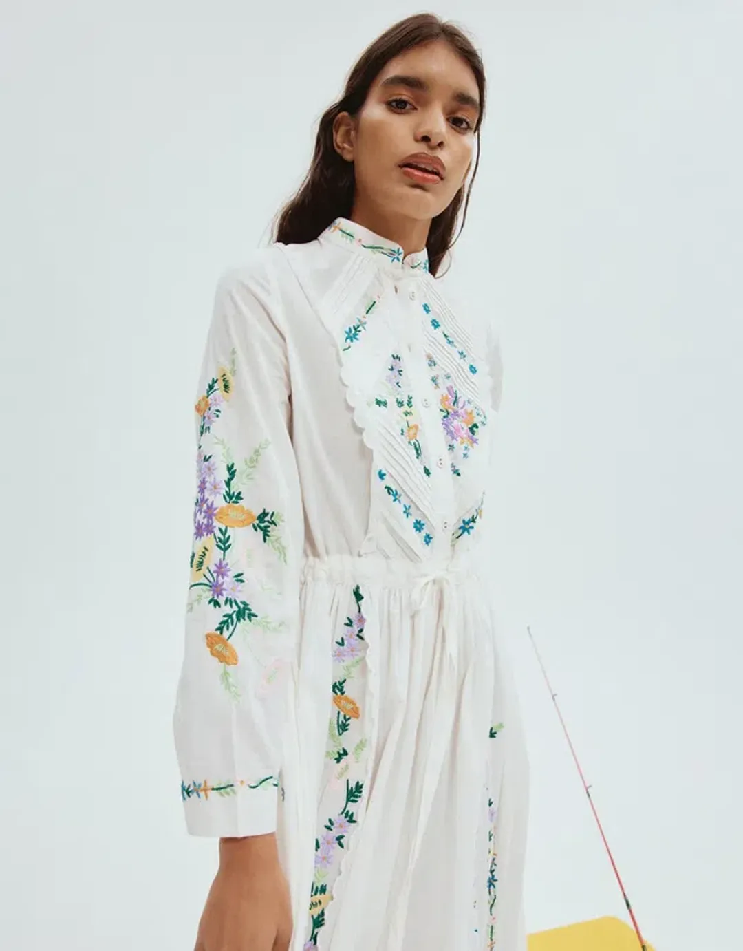 Alemais Willa Embroidered Shirt Dress White Floral Size AU 10 for rent on The Volte - main image