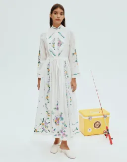 Alemais Willa Embroidered Shirt Dress White Floral Size AU 10 for rent on The Volte - image 4