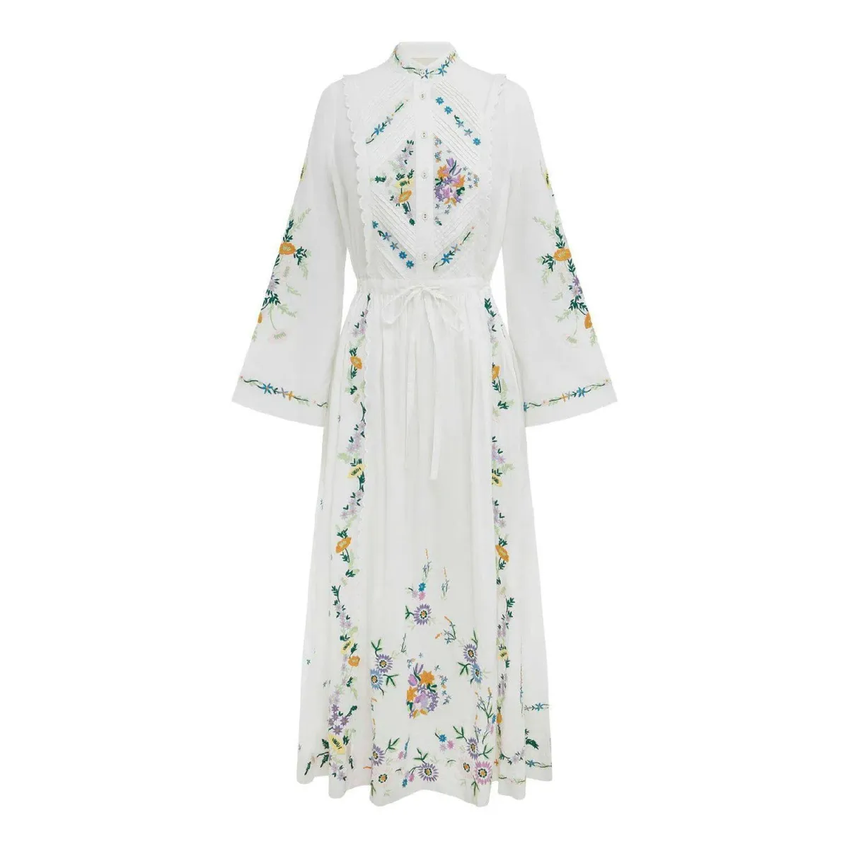 Alemais Willa Embroidered Shirt Dress White Floral Size AU 10 - Image 16