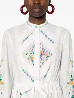 Alemais Willa Embroidered Shirt Dress White Floral Size AU 10 for rent on The Volte - image 3