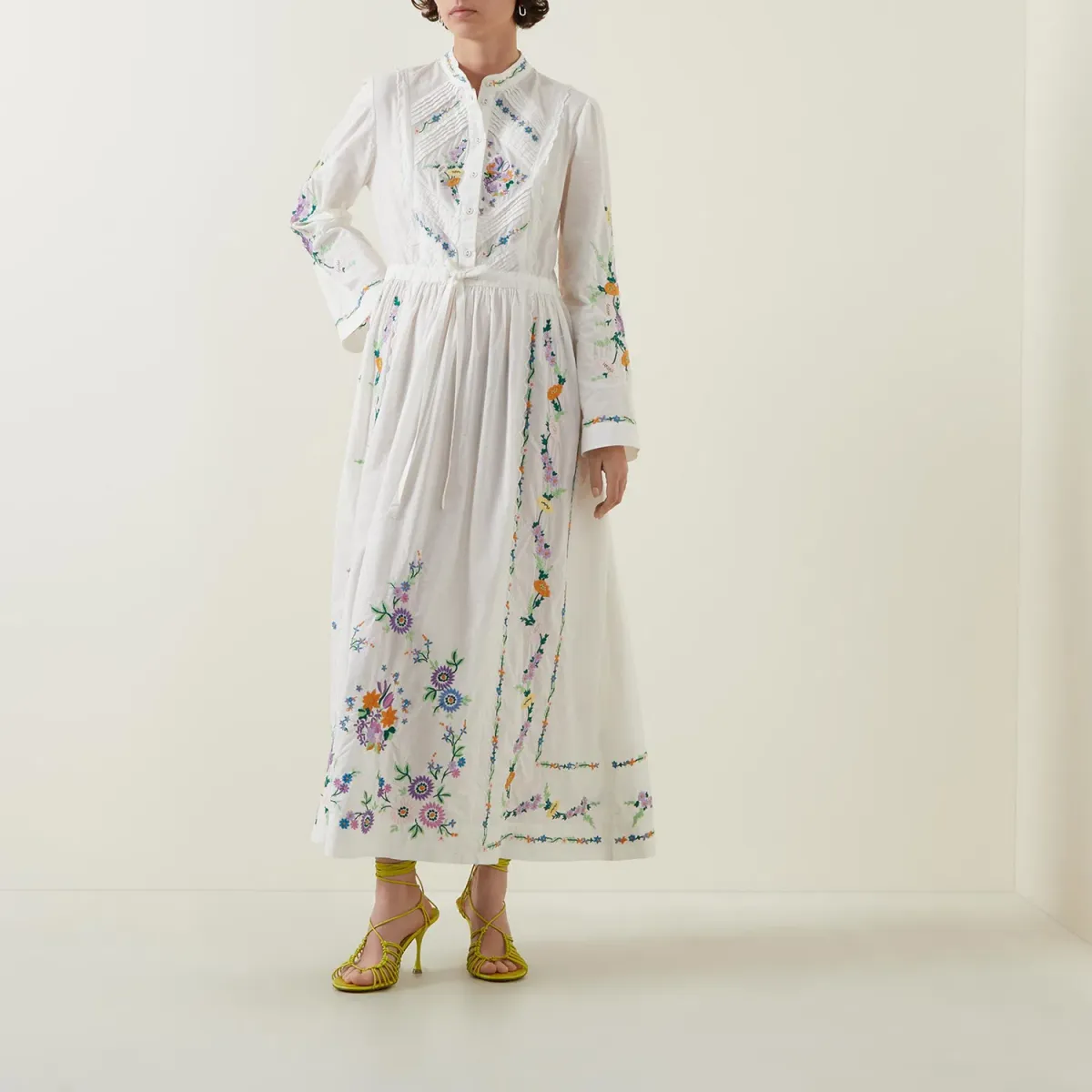 Alemais Willa Embroidered Shirt Dress White Floral Size AU 10 - Image 9