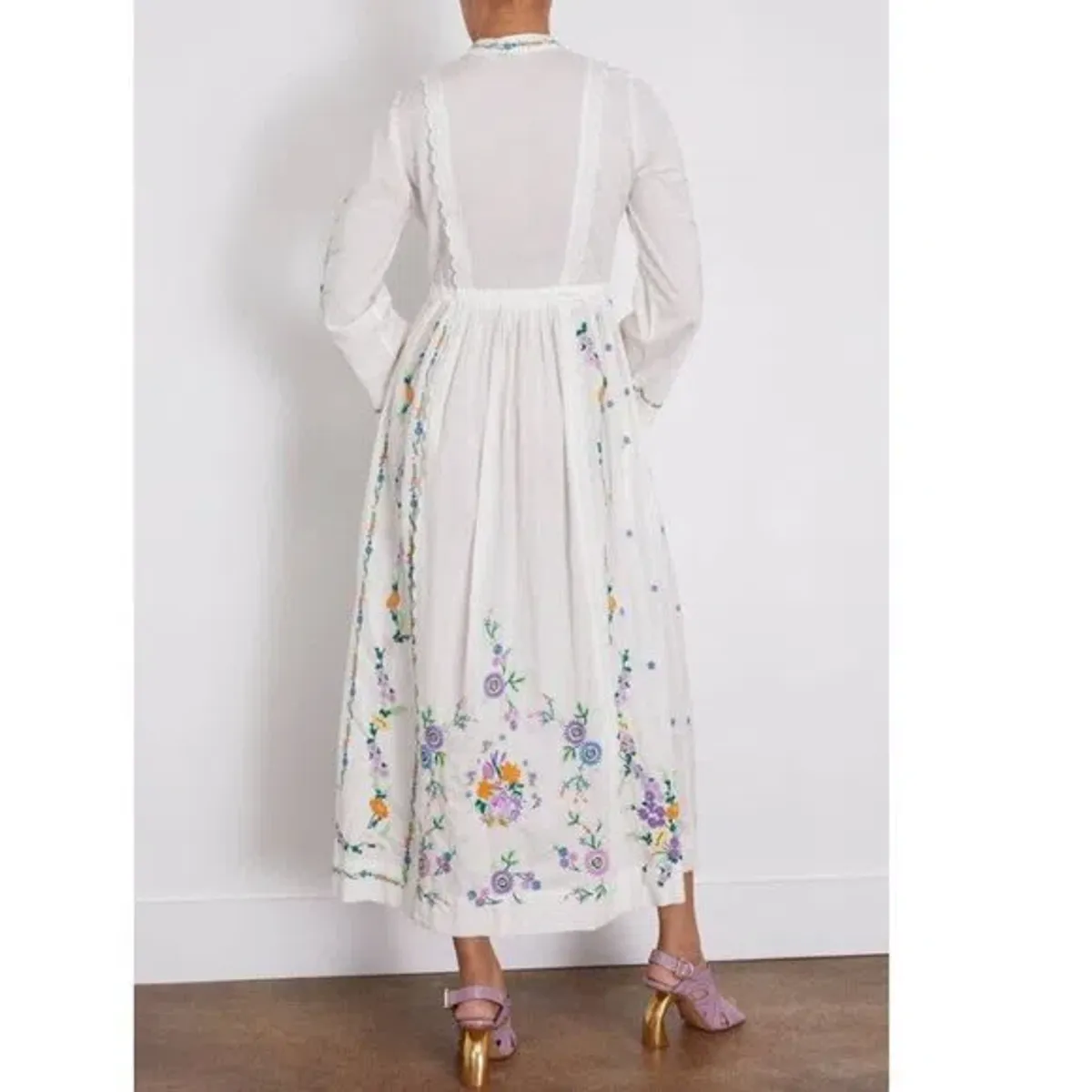 Alemais Willa Embroidered Shirt Dress White Floral Size AU 10 - Image 11