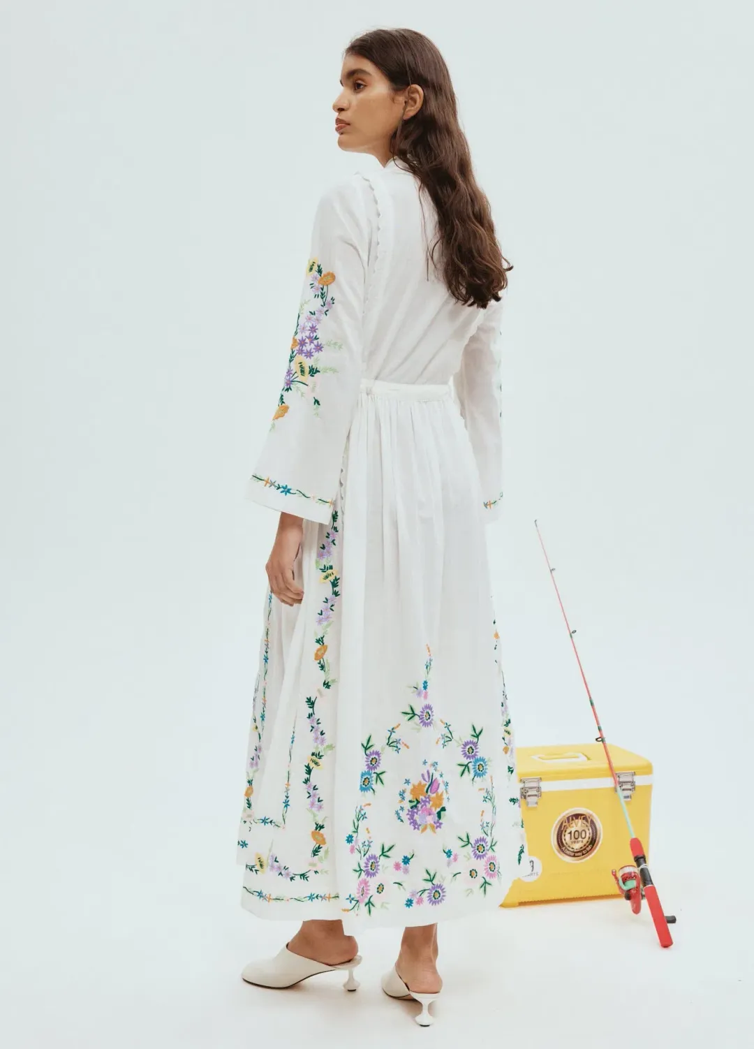 Alemais Willa Embroidered Shirt Dress White Floral Size AU 10 for rent on The Volte - main image