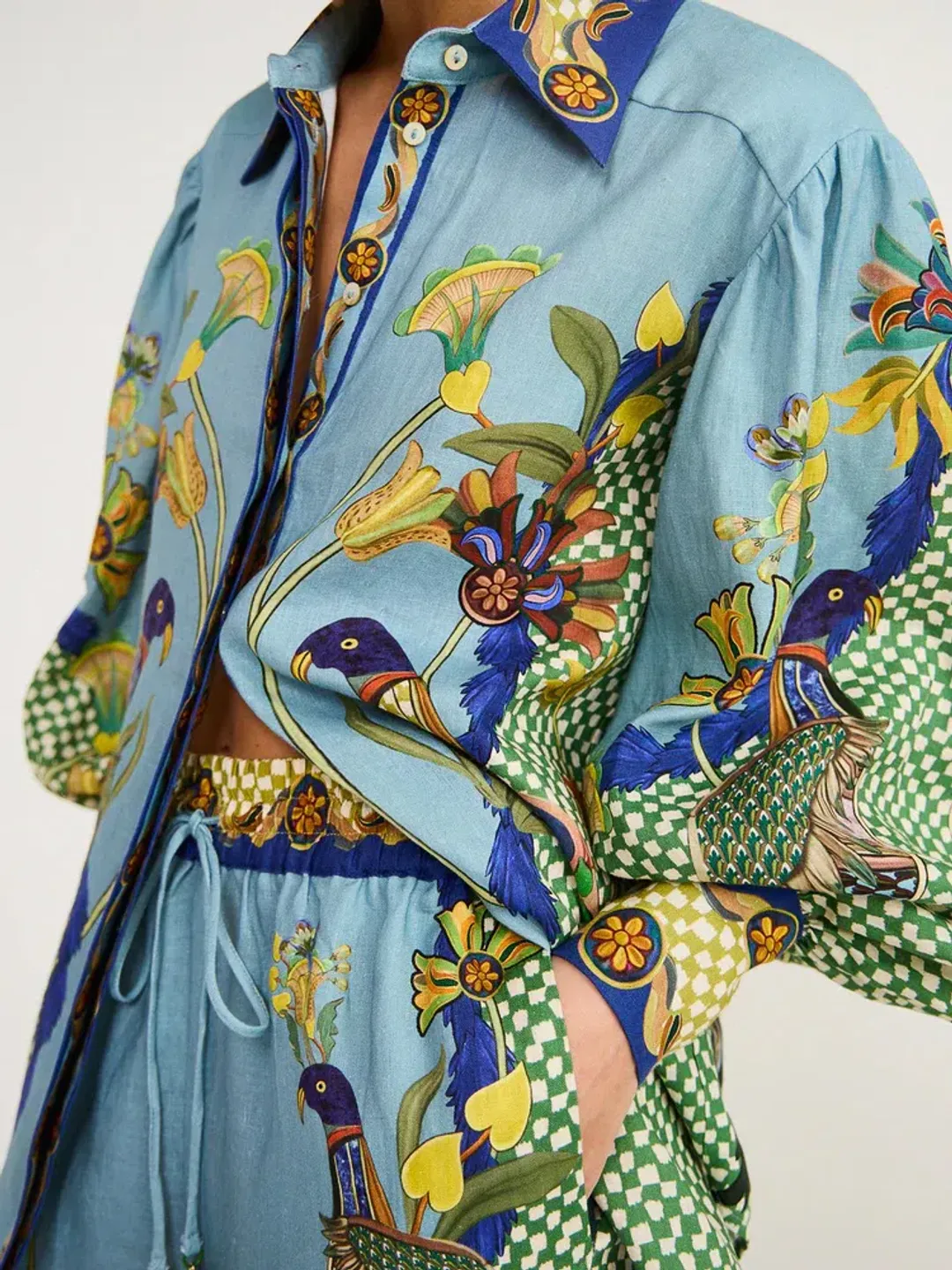 Alemais Gilly Shirt & Pant Set Misty Blue Size AU 6 for rent on The Volte - main image