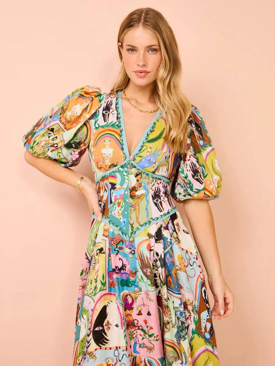 Alemais Evergreen Midi Dress Multi Size 8 for rent on The Volte - main image