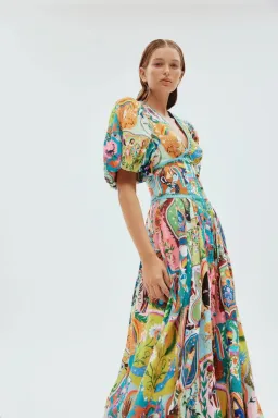 Alemais Evergreen Midi Dress Multi Size 8 for rent on The Volte - image 4