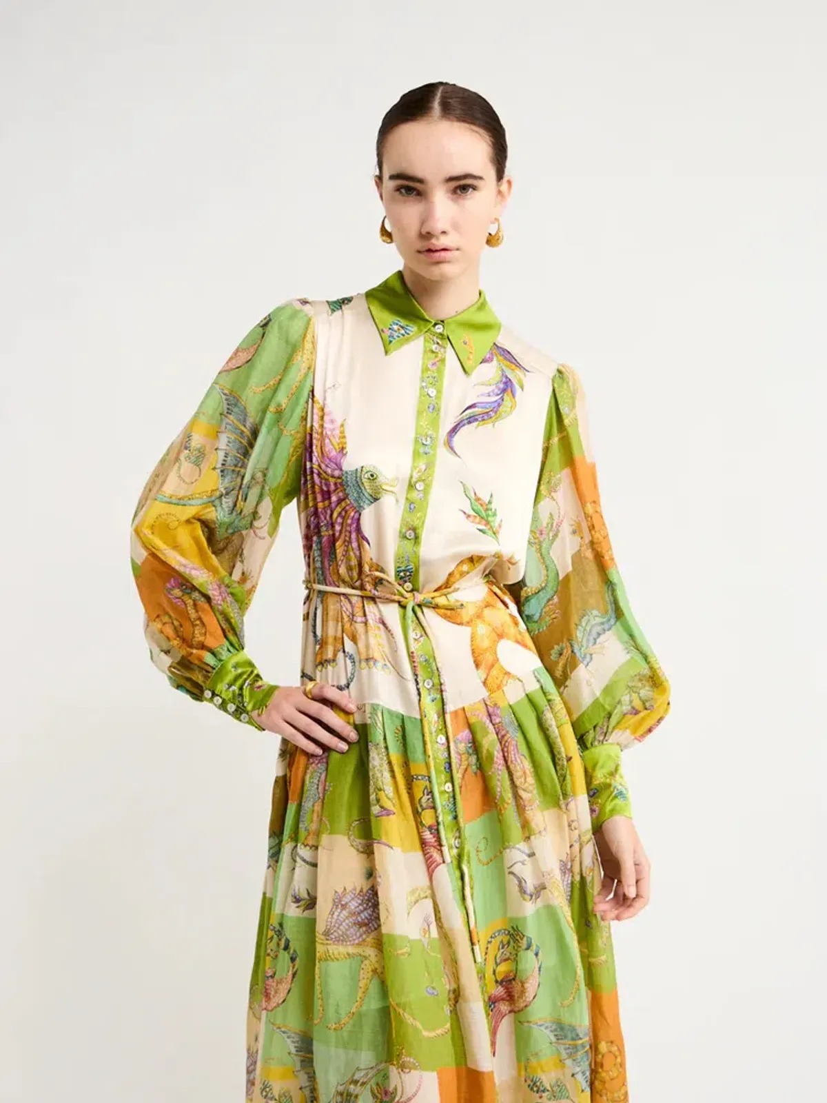 Alemais Jerome Silk Shirtdress Multi Size AU 10 - Image 14