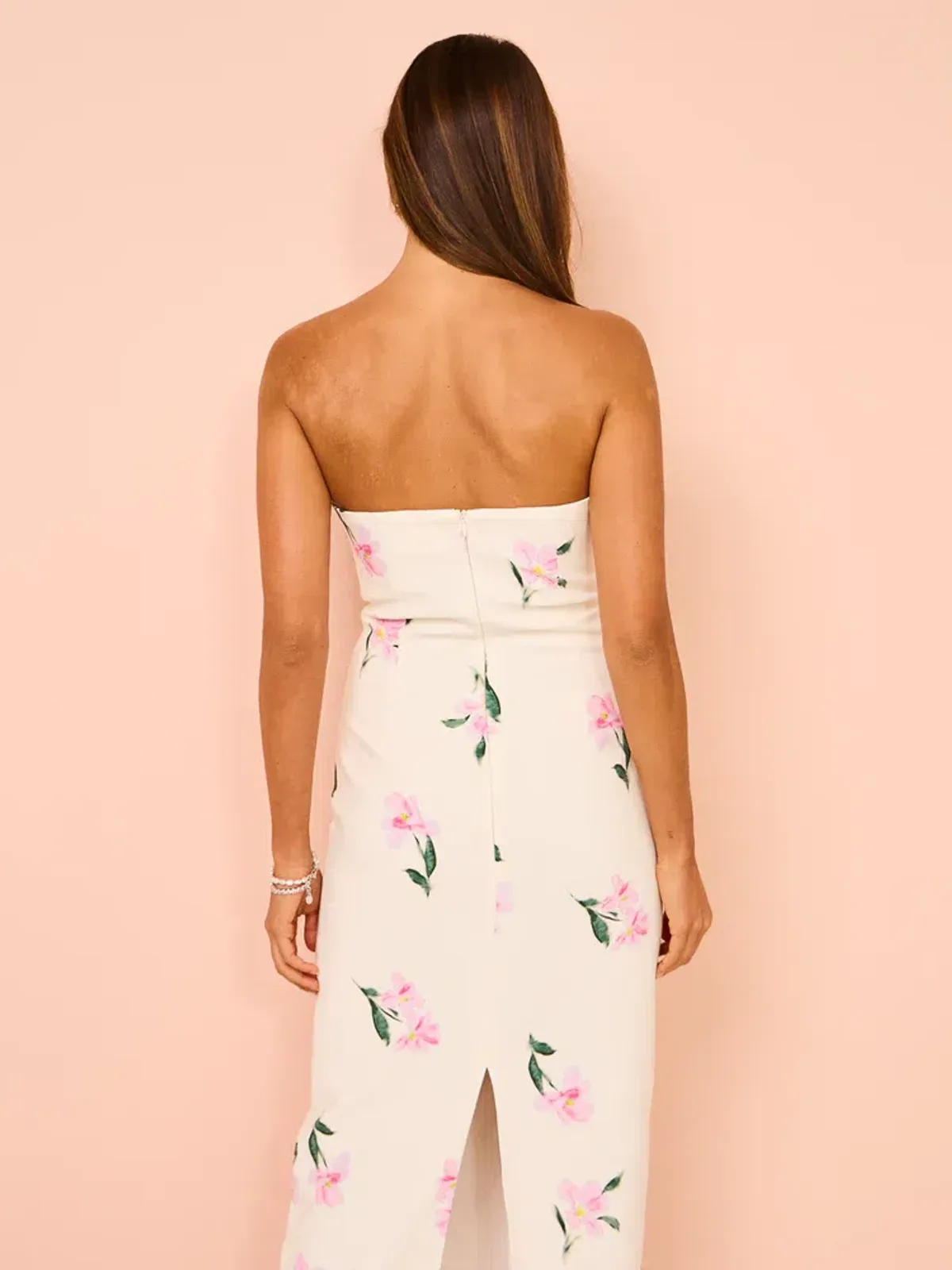 Issy Scalloped Bodice Midi Dress In Rose Print AU 14 - Image 9