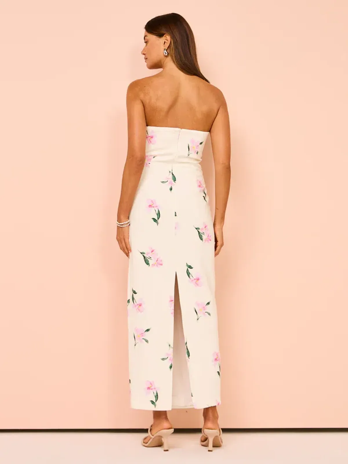 Issy Scalloped Bodice Midi Dress In Rose Print AU 14 - Image 3