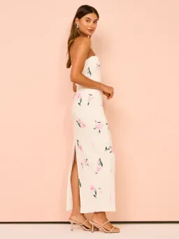 Issy Scalloped Bodice Midi Dress In Rose Print AU 14 for rent on The Volte - image 7