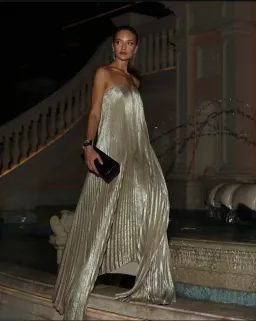 Lidee Black Tie Gown in Gold Shimmer Size 8 for rent on The Volte - image 1