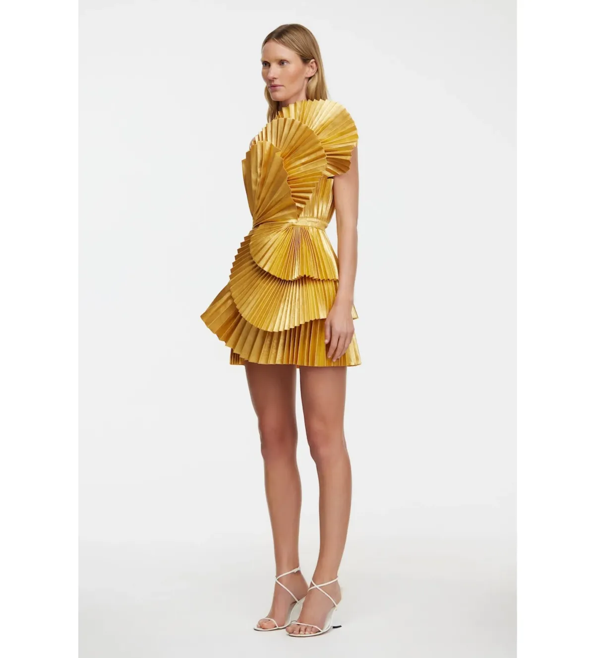 Acler Abbotsford Mini Dress Honey Gold Metallic Size 8 - Image 2