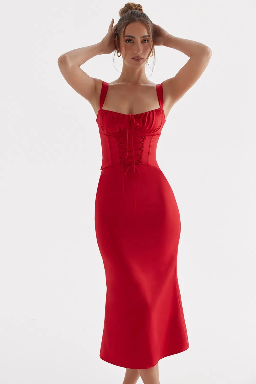 House Of Cb Valencia Corset Dress Red Rose Size 12 for rent on The Volte - main image