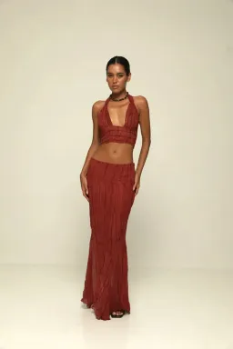 Ranaco Atelier Mini Top and Sirene Skirt Set Hibiscus Red Size S / AU 8 for rent on The Volte - image 1