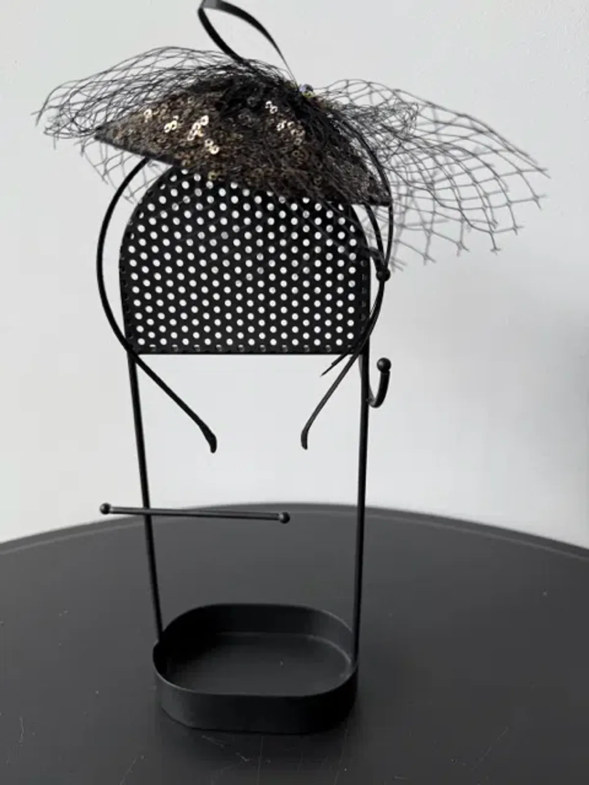 Mimco Sequined Headpiece with Veil Black One Size for rent on The Volte - main image