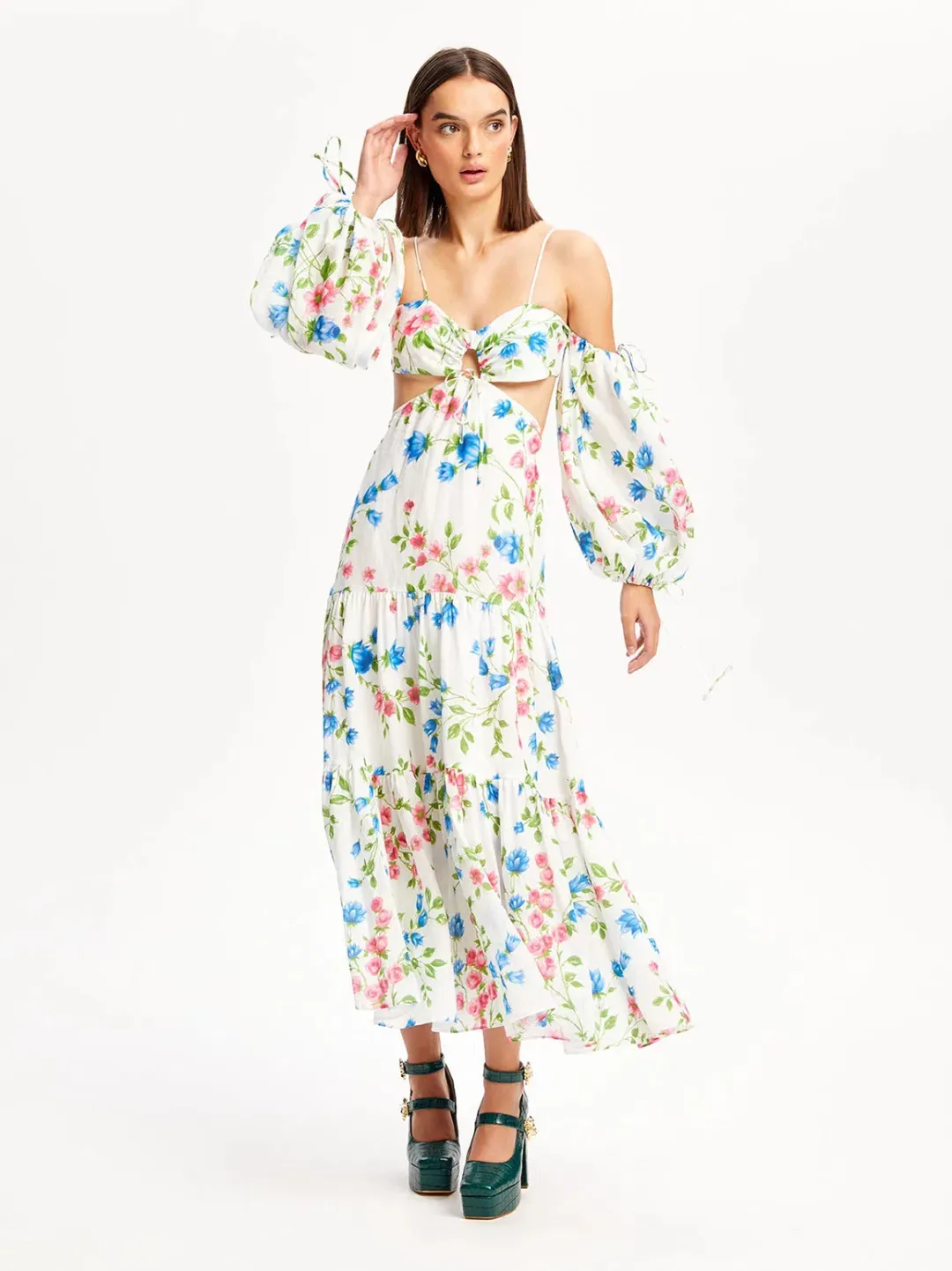 Alice McCall Rolling Meadows Midi Dress Bluebell Floral Print Size 10 for rent on The Volte - main image