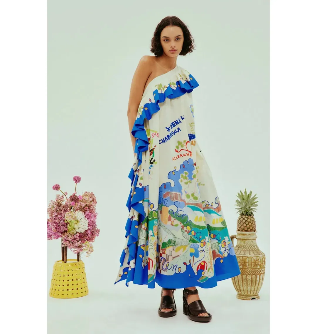 Alemais Nadia One Shoulder Ruffle Dress Multi Size AU 16 for rent on The Volte - main image