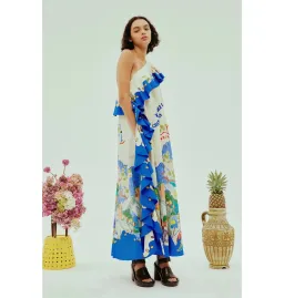 Alemais Nadia One Shoulder Ruffle Dress Multi Size AU 16 for rent on The Volte - image 2
