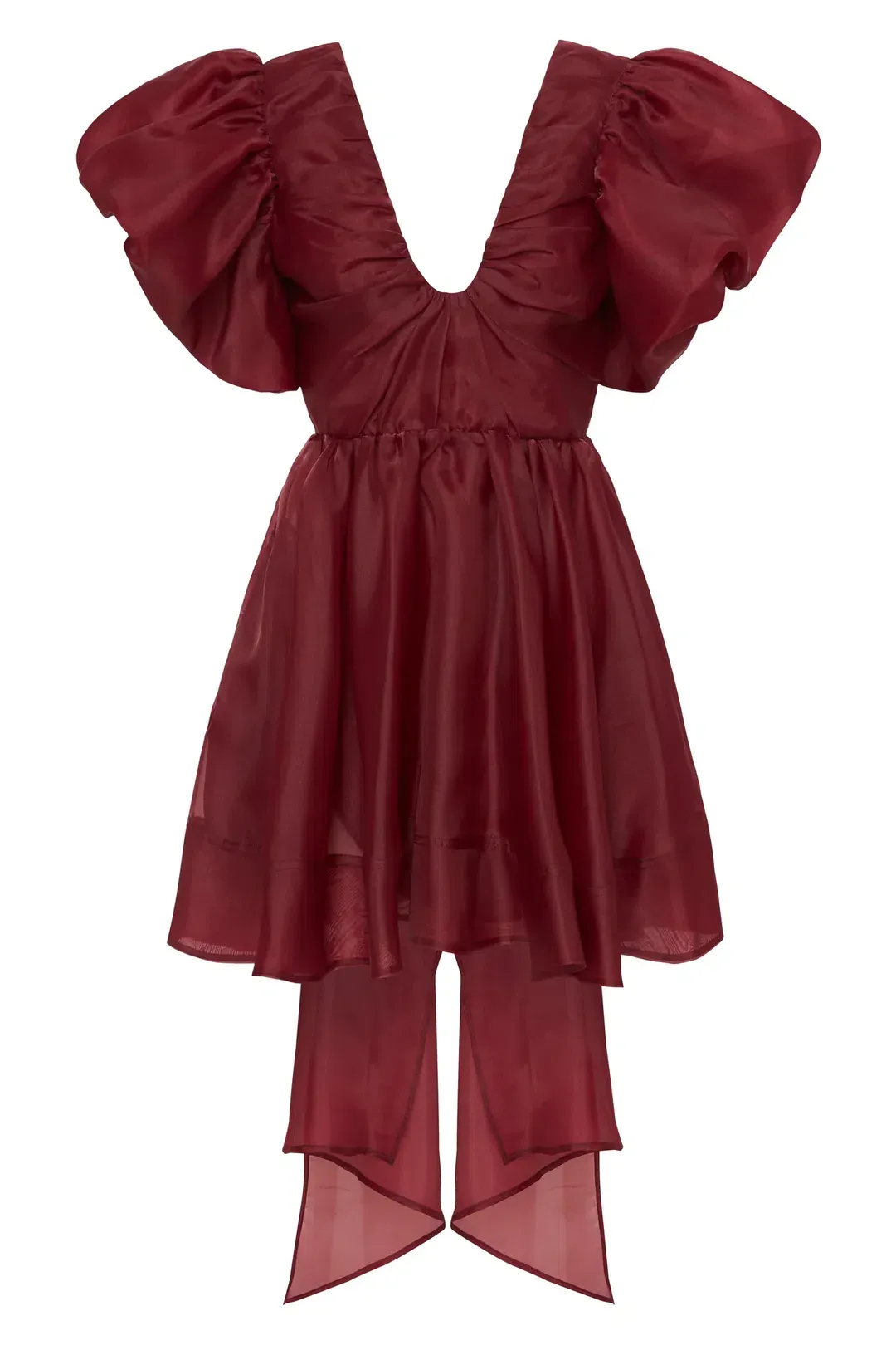Aje Gretta Organza Mini Dress Burgundy Size 8 for rent on The Volte - main image