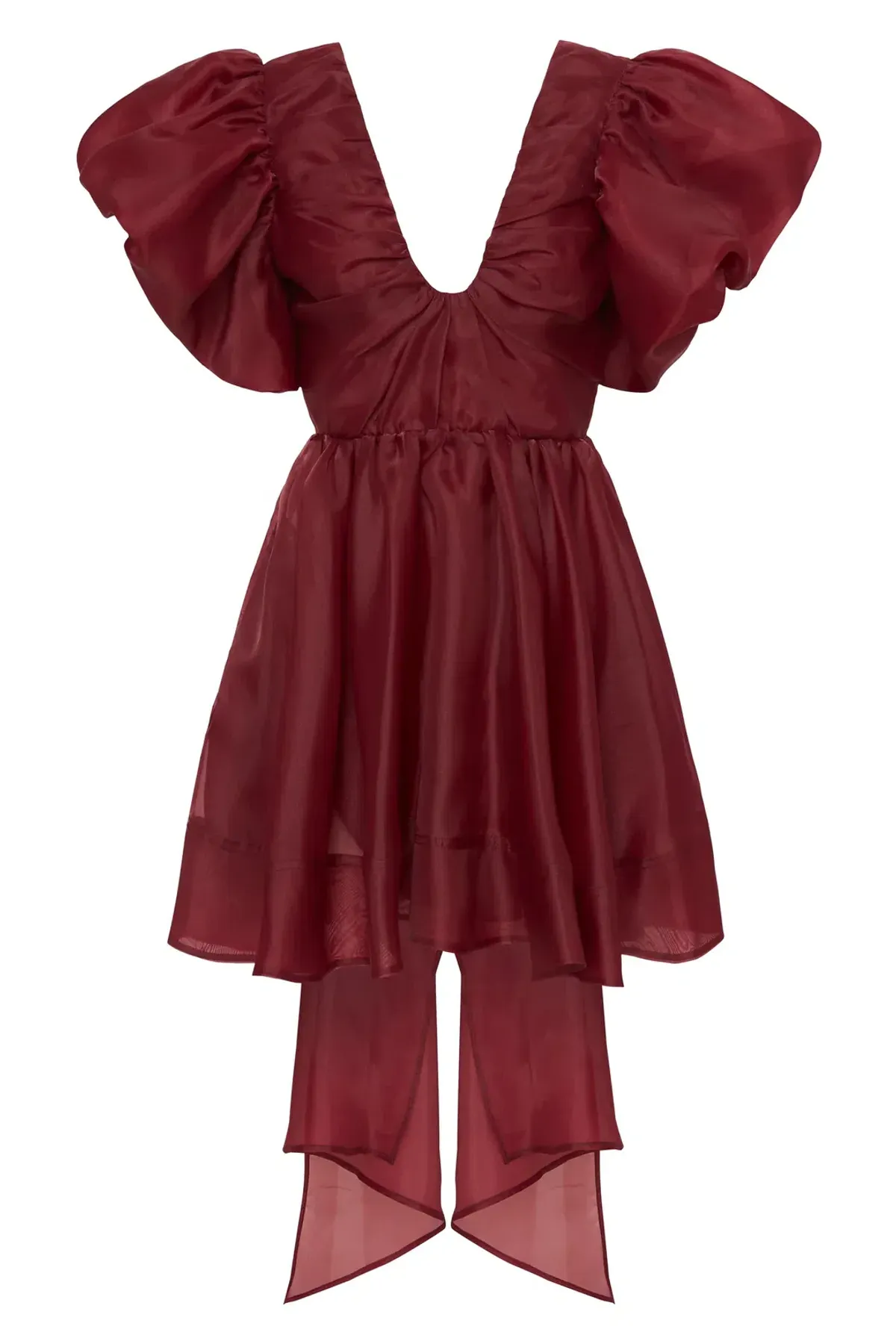 Aje Gretta Organza Mini Dress Burgundy Size 8 - Image 4