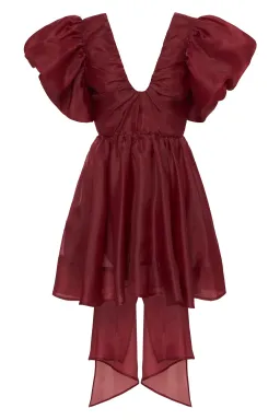 Aje Gretta Organza Mini Dress Burgundy Size 8 for rent on The Volte - image 4