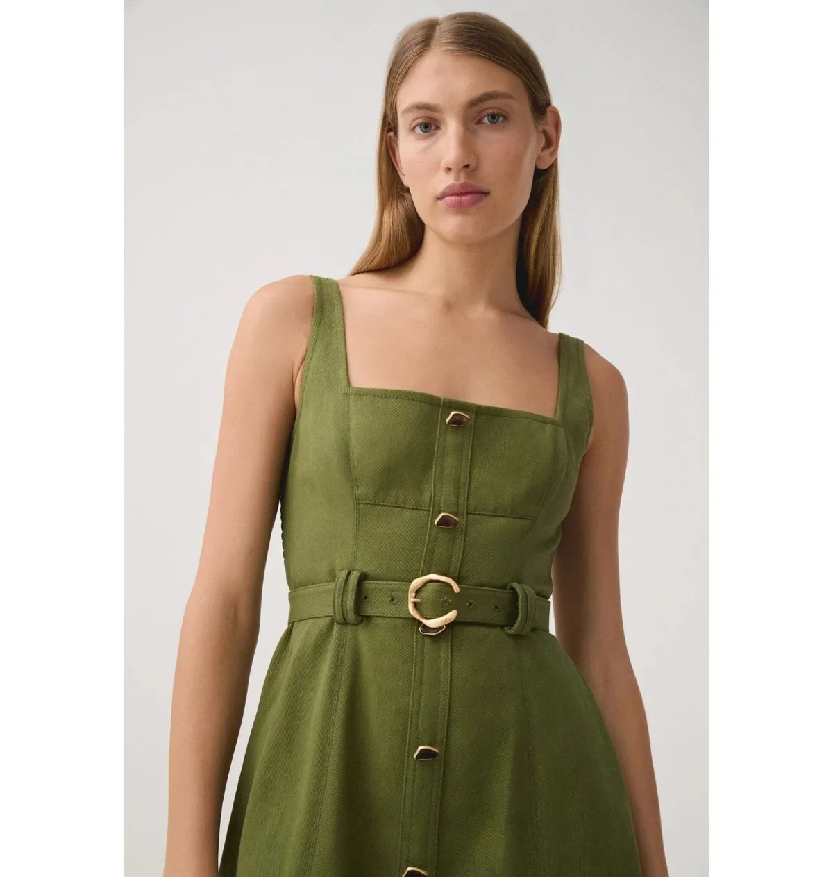 Aje Axle Utility Midi Dress in Palm Green Size AU 8 - Image 3