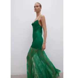 Shona Joy Elle Silk Lace Cowl Maxi Dress Emerald Green Size AU 10 for rent on The Volte - image 4