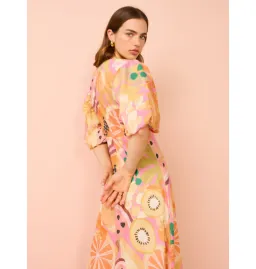 By Nicola Bolero Maxi Gathered Neckline Dress In Fruit Punch Size AU 10 for rent on The Volte - image 2