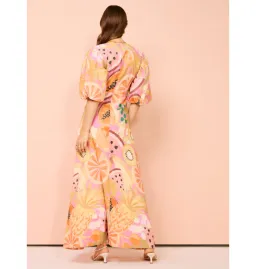 By Nicola Bolero Maxi Gathered Neckline Dress In Fruit Punch Size AU 10 for rent on The Volte - image 3