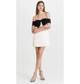 Self-Portrait Off-Shoulder Bow Mini Dress White Size AU 6 for rent on The Volte - image 1