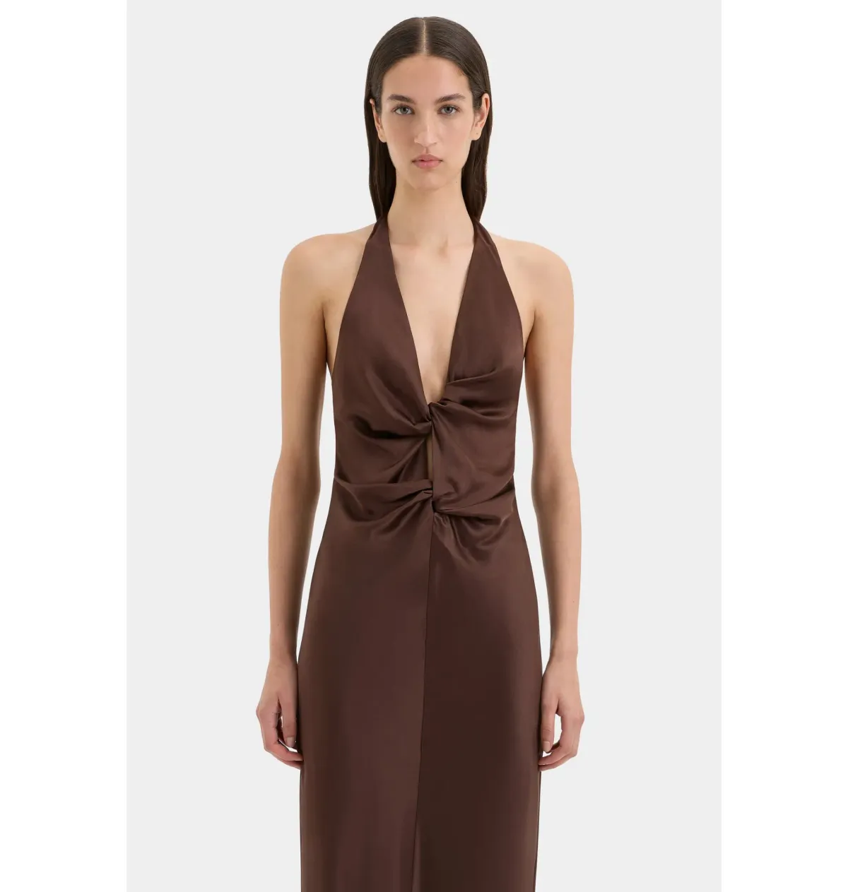 Sir The Label Como Twist Dress in Chocolate Size 3 / AU 12 - Image 3
