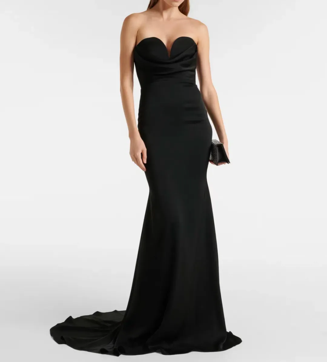 Alex Perry Strapless Sweetheart Drape Gown Black Size AU 8 for rent on The Volte - main image