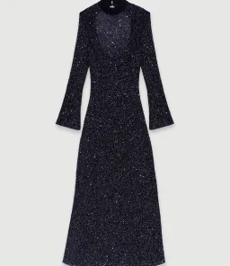 Maje Sequin Embellished Open Back Dress Black Size 8 for rent on The Volte - image 4