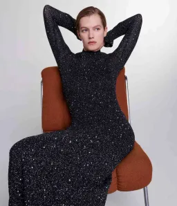 Maje Sequin Embellished Open Back Dress Black Size 8 for rent on The Volte - image 3