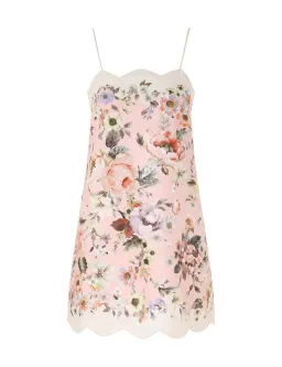 Zimmermann The Acacia Scallop Mini Dress in Pink Floral Size 0 / AU 8 for rent on The Volte - image 3