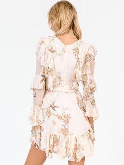 Zimmermann Folly Flutter Mini Dress Cream Bird Floral Size 8 for rent on The Volte - image 3