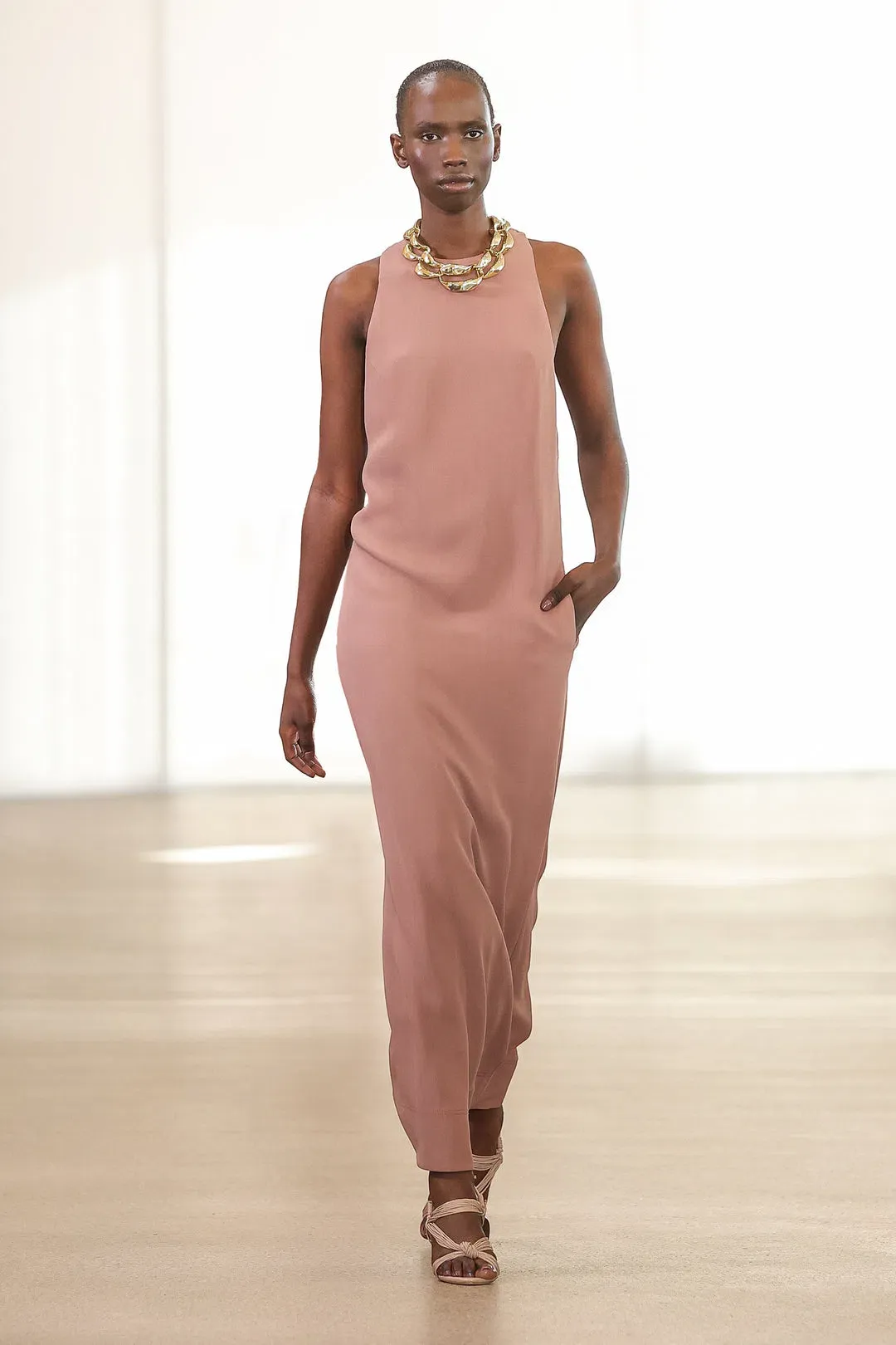 Aje Intrigue Twist Back Midi Dress in Chocolate Brown Size AU 10 for rent on The Volte - main image